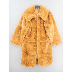 Nasty Gal Coat Womens 0 Brown Collared Faux Fur Pockets Lined Open Front NWT